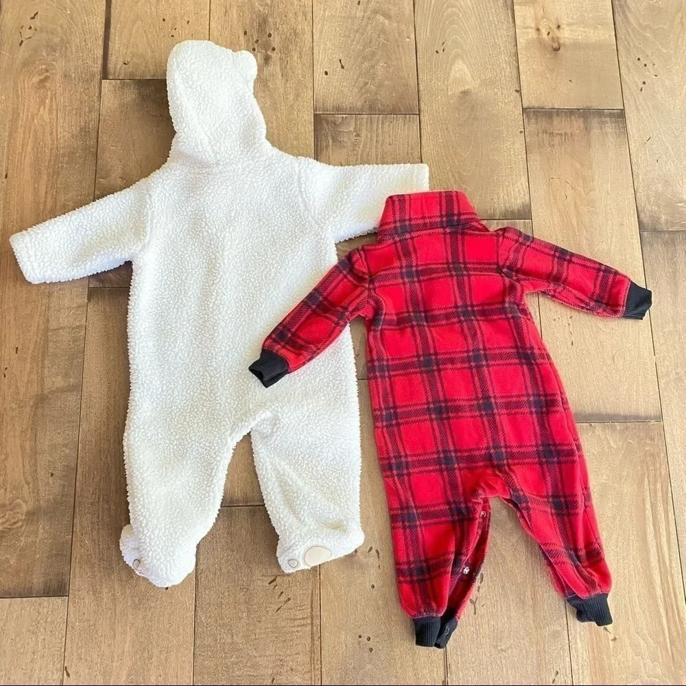 Carter’s Fleece Outfits Coveralls 2 Pair Baby Infant 6 Months Footies
